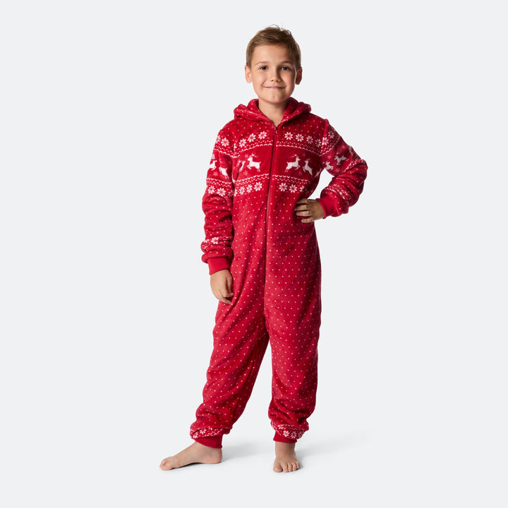 Roter Weihnachts-Onesie Kinder