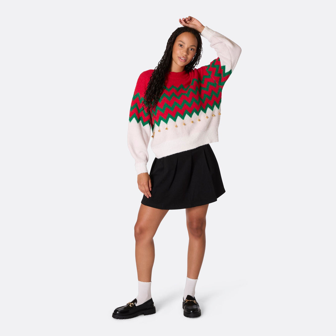 Jingle Bells Oversized Weihnachtspullover Damen