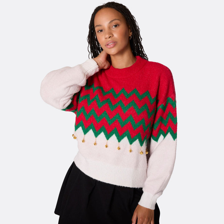 Jingle Bells Oversized Weihnachtspullover Damen