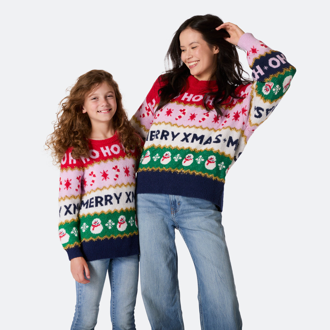Gestreifter Oversized Weihnachtspullover für die ganze Familie