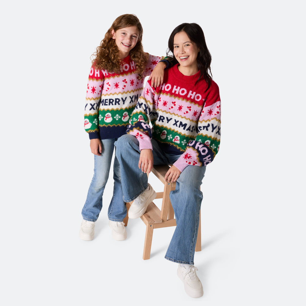 Gestreifter Oversized Weihnachtspullover für die ganze Familie