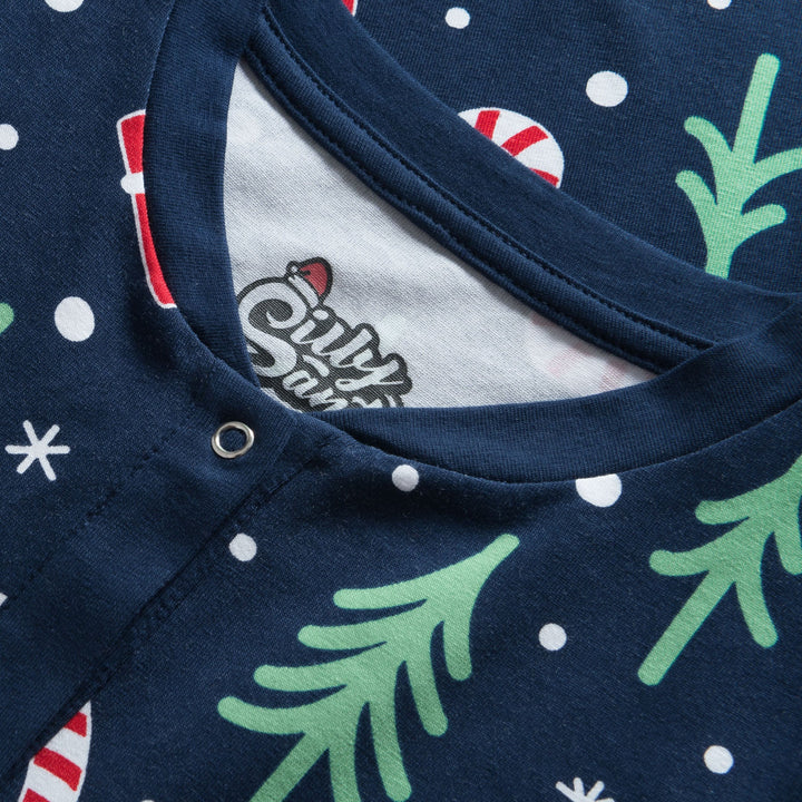 Blaues Weihnachtsmuster Weihnachtspyjama Kinder