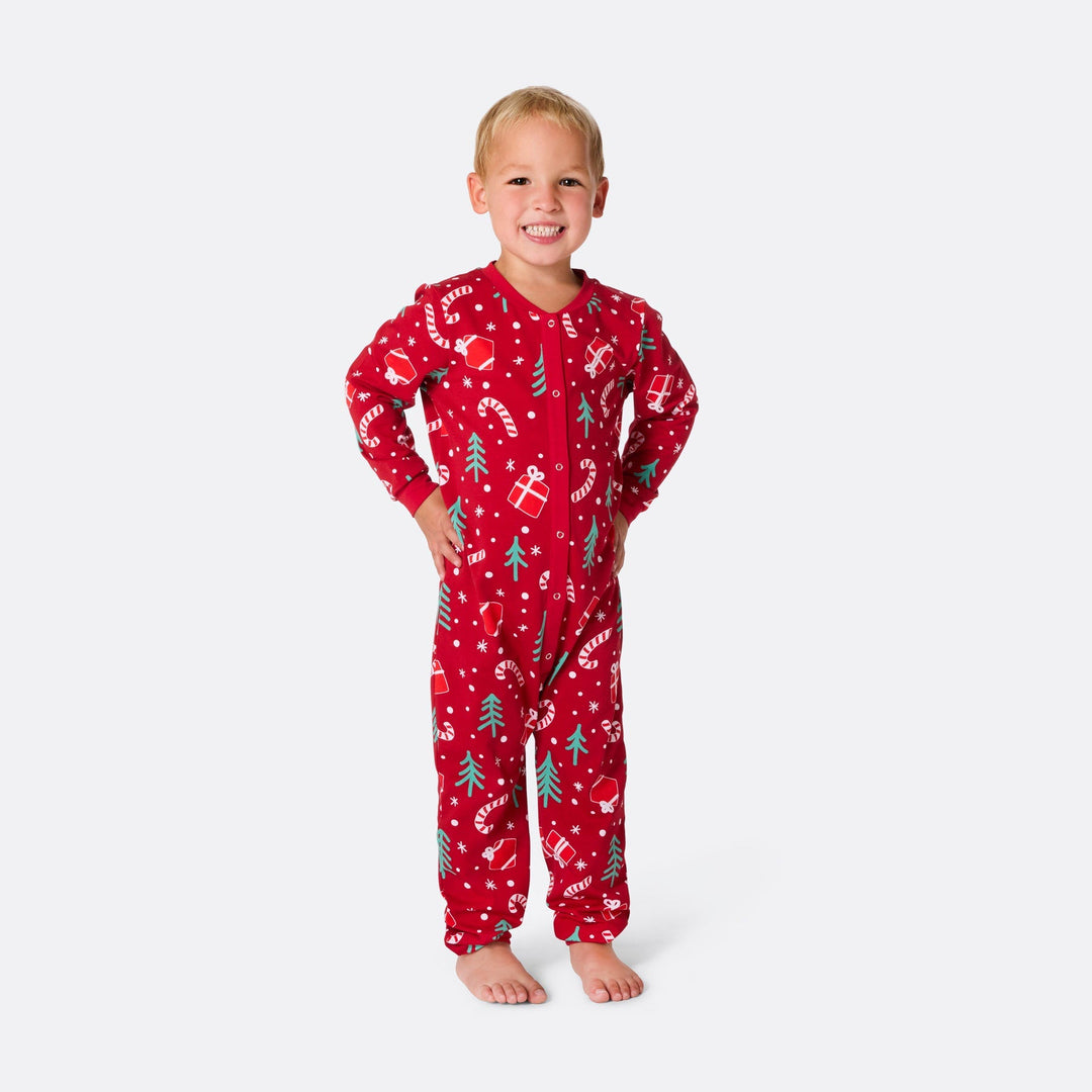 Rotes Weihnachtsmuster Weihnachtspyjama Kinder