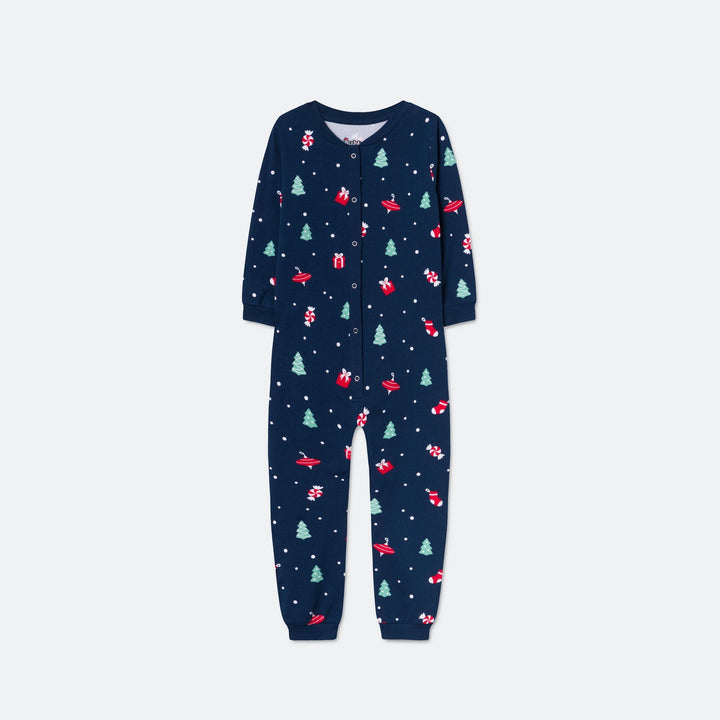 Blauer Weihnachtsschmuck-Overall-Weihnachtspyjama Kinder