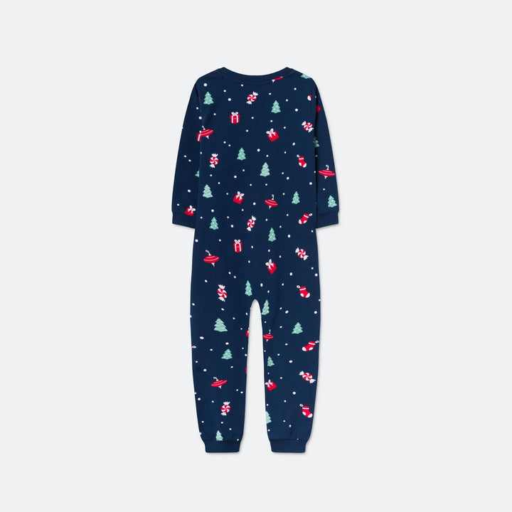 Blauer Weihnachtsschmuck-Overall-Weihnachtspyjama Kinder