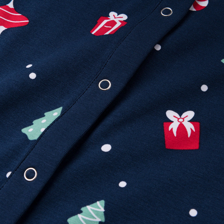 Blauer Weihnachtsschmuck-Overall-Weihnachtspyjama Kinder