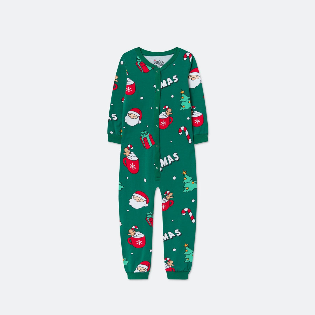 Grüner Xmas-Overall-Weihnachtspyjama Kinder
