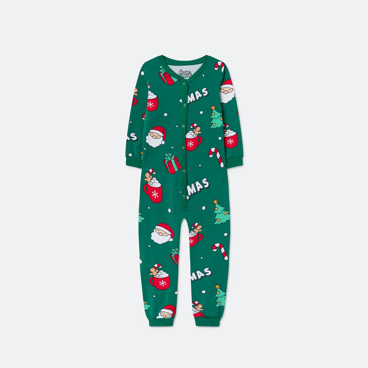 Grüner Xmas-Overall-Weihnachtspyjama Kinder