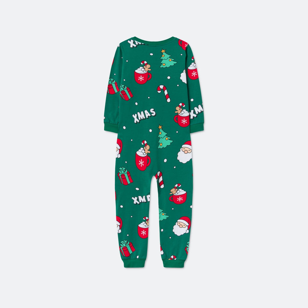 Grüner Xmas-Overall-Weihnachtspyjama Kinder