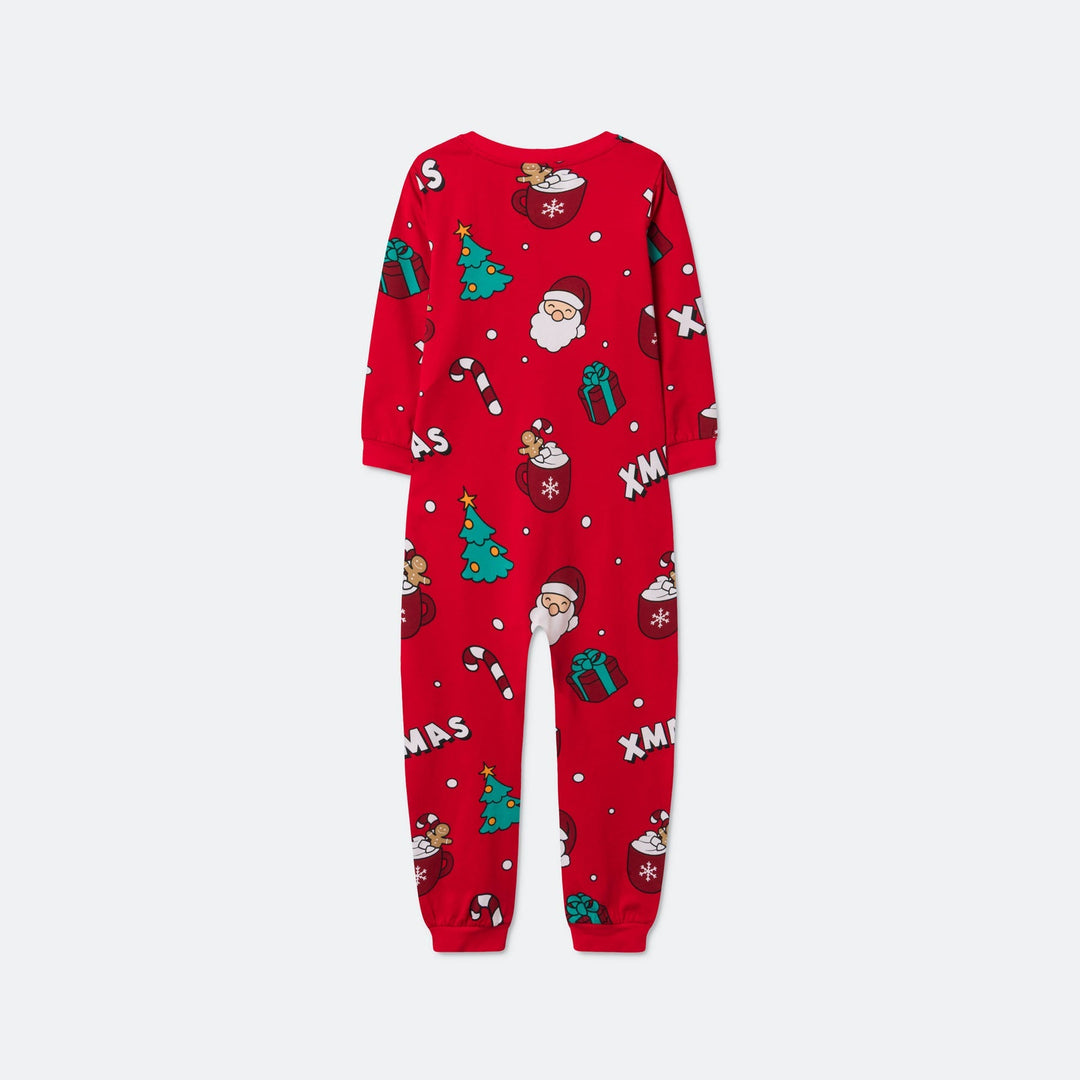 Roter Xmas-Overall-Weihnachtspyjama Kinder