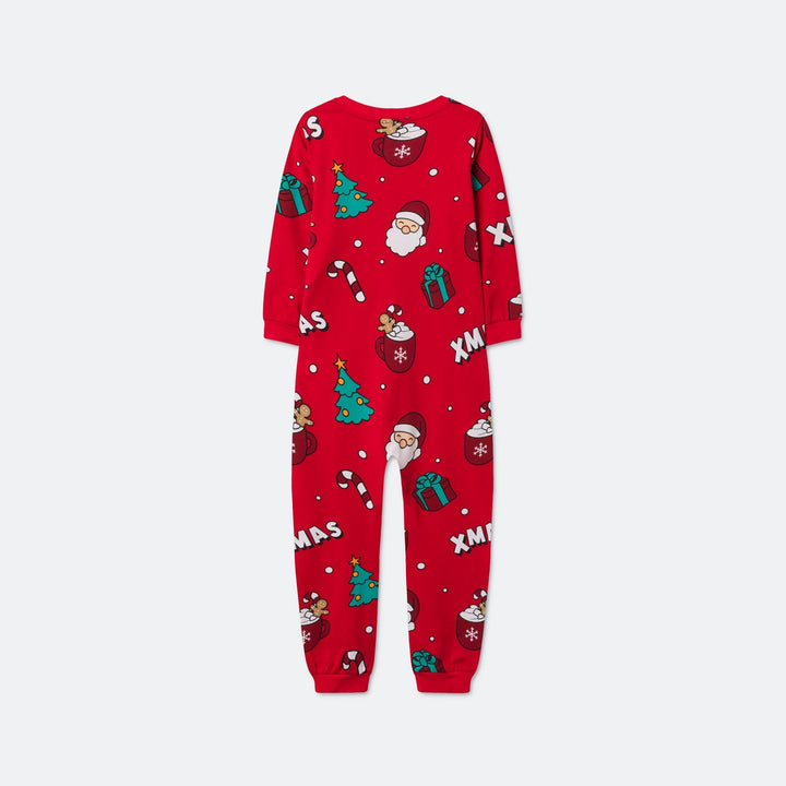 Roter Xmas-Overall-Weihnachtspyjama Kinder
