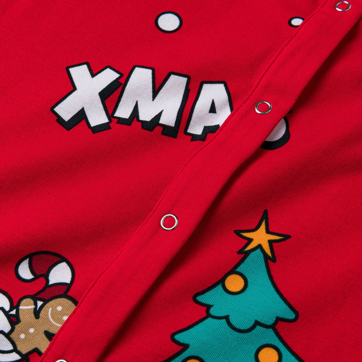 Roter Xmas-Overall-Weihnachtspyjama Kinder