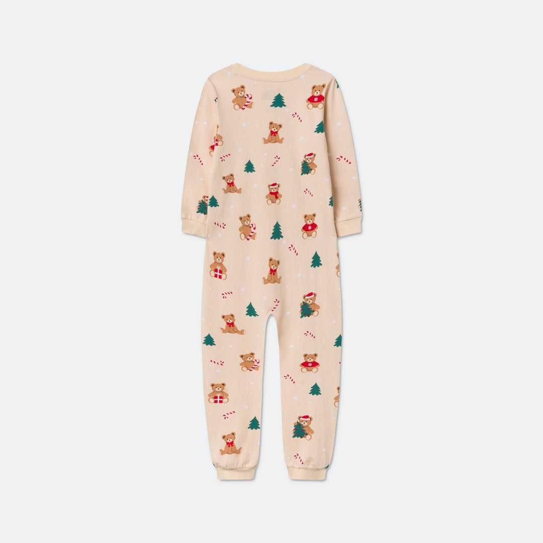 Beiger Teddybär-Overall-Weihnachtspyjama Kinder