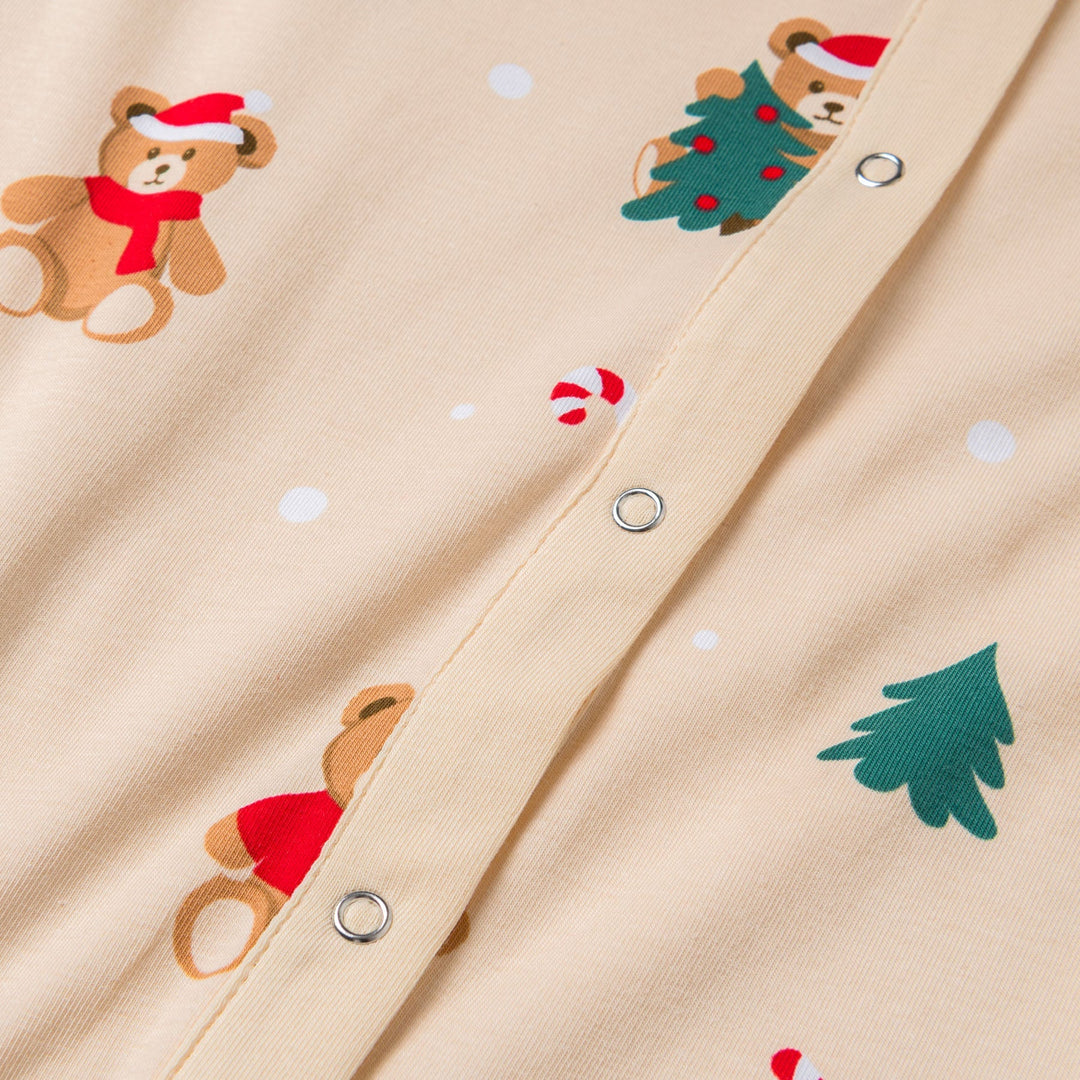 Beiger Teddybär-Overall-Weihnachtspyjama Kinder
