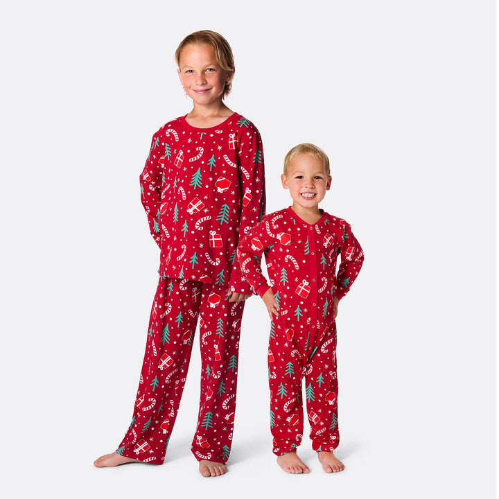 Rotes Weihnachtsmuster Weihnachtspyjama Kinder