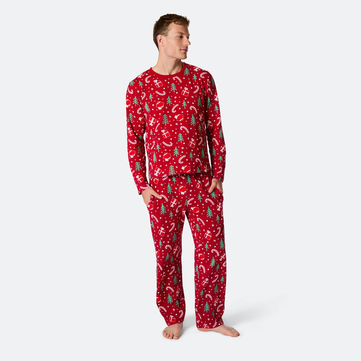 Rotes Weihnachtsmuster Weihnachtspyjama Herren