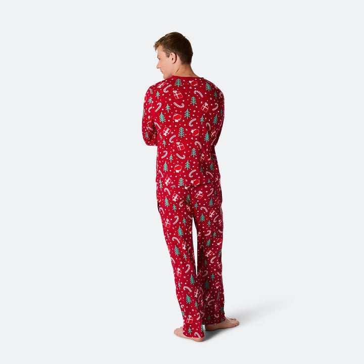 Rotes Weihnachtsmuster Weihnachtspyjama Herren