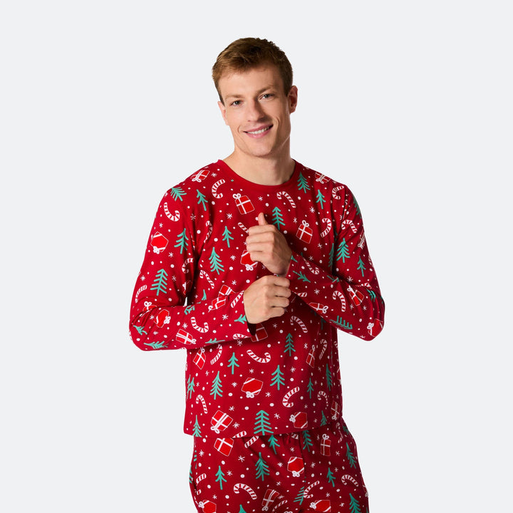Rotes Weihnachtsmuster Weihnachtspyjama Herren