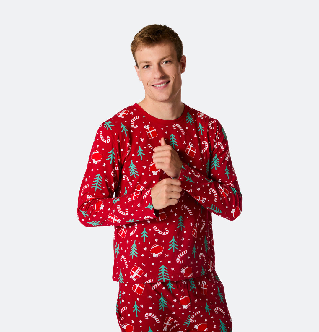 Rotes Weihnachtsmuster Weihnachtspyjama Familie