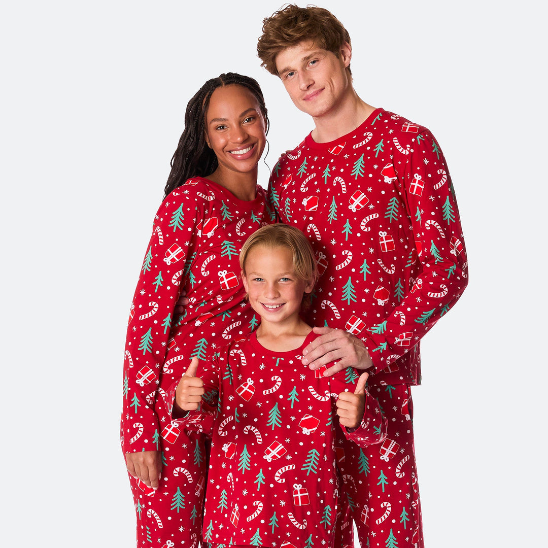 Rotes Weihnachtsmuster Weihnachtspyjama Familie