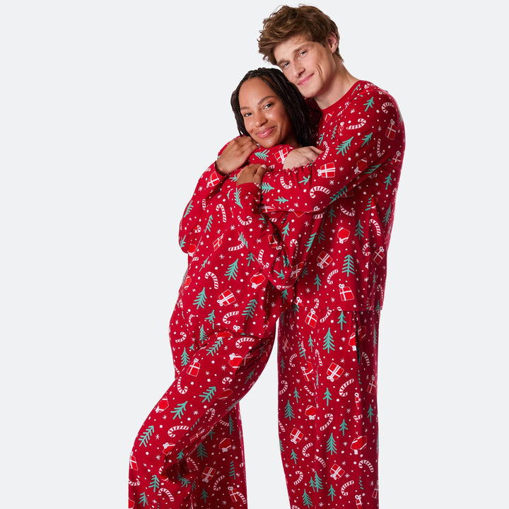 Rotes Weihnachtsmuster Weihnachtspyjama Herren