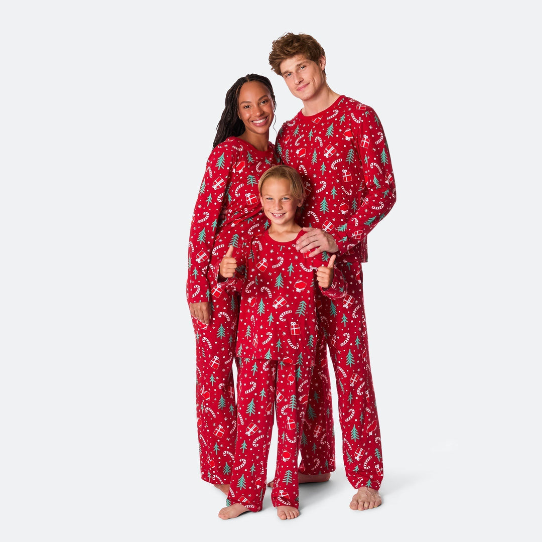 Rotes Weihnachtsmuster Weihnachtspyjama Kinder