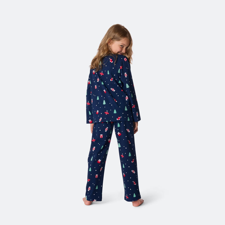 Blauer Weihnachtsschmuck-Weihnachtspyjama Kinder