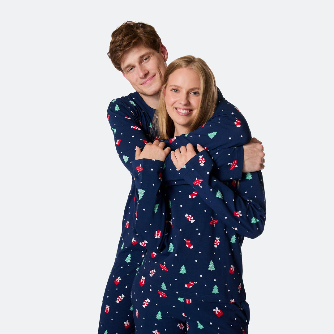 Blauer Weihnachtsschmuck-Weihnachtspyjama Herren