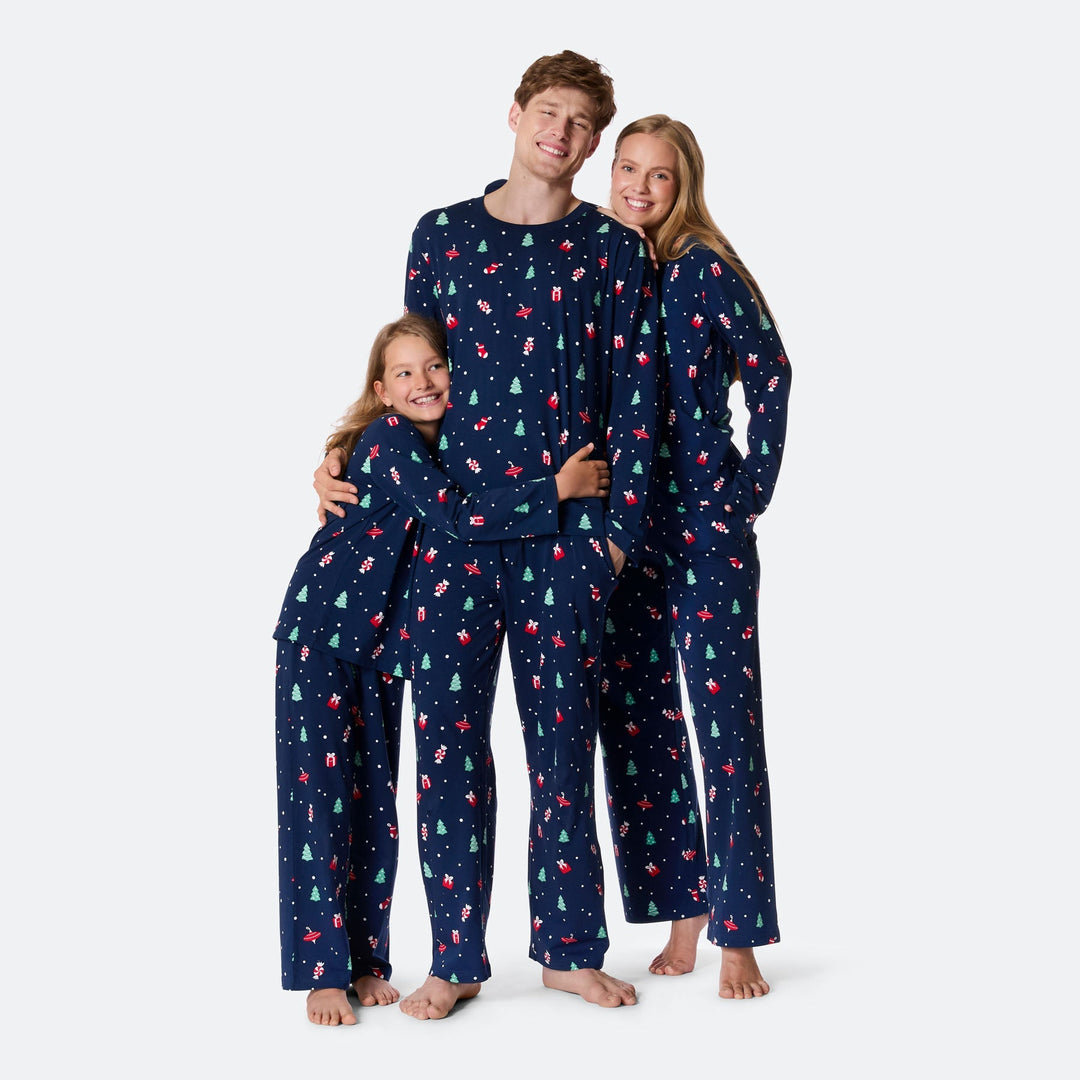 Blauer Weihnachtsschmuck-Weihnachtspyjama Kinder