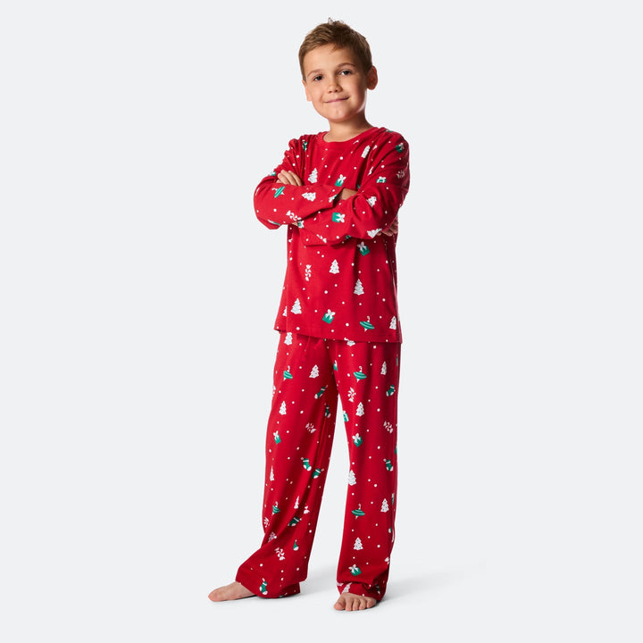 Roter Weihnachtsschmuck-Weihnachtspyjama Kinder