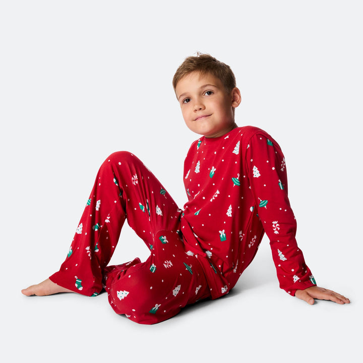 Roter Weihnachtsschmuck-Weihnachtspyjama Kinder