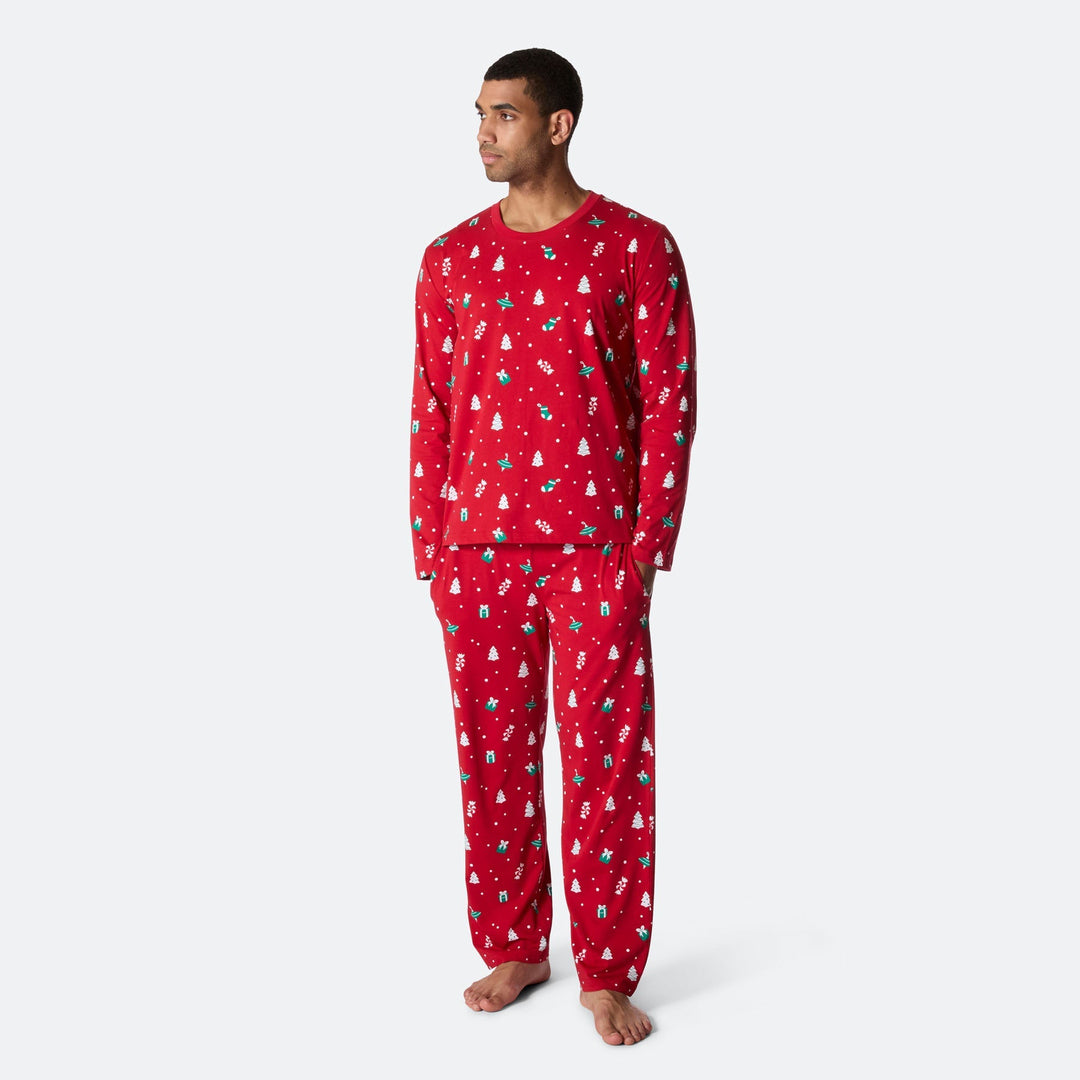 Roter Weihnachtsschmuck-Weihnachtspyjama Herren