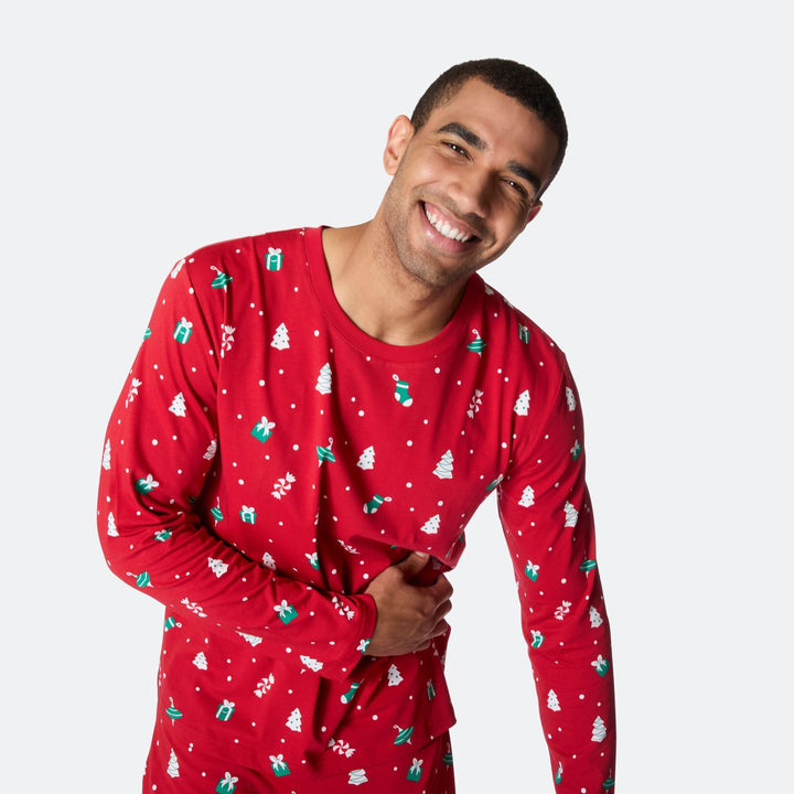 Roter Weihnachtsschmuck-Weihnachtspyjama Herren