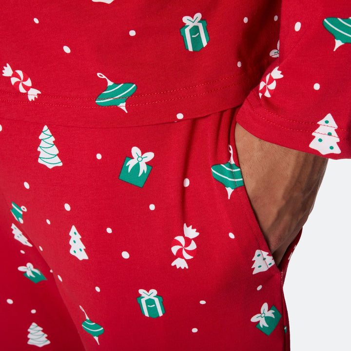 Roter Weihnachtsschmuck-Weihnachtspyjama Herren