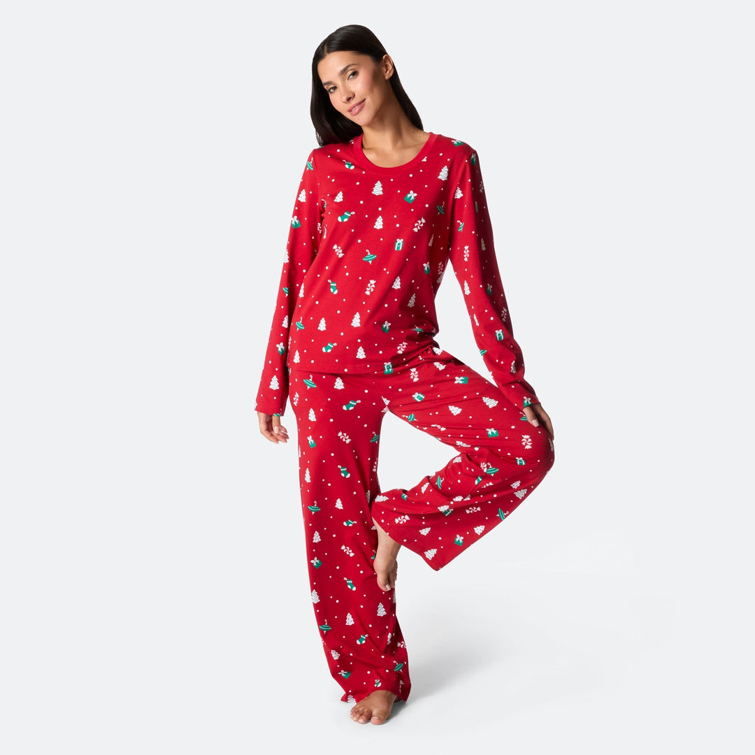 Roter Weihnachtsschmuck-Weihnachtspyjama Damen