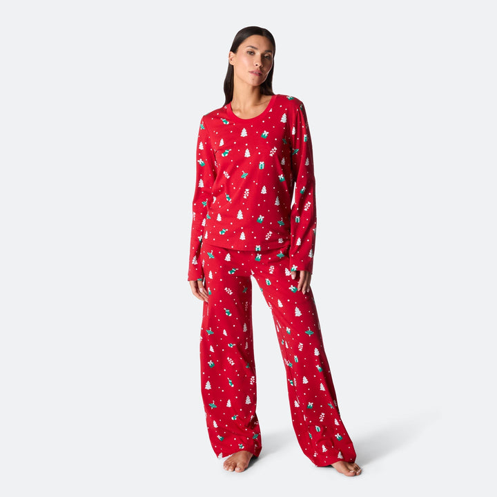 Roter Weihnachtsschmuck-Weihnachtspyjama Damen