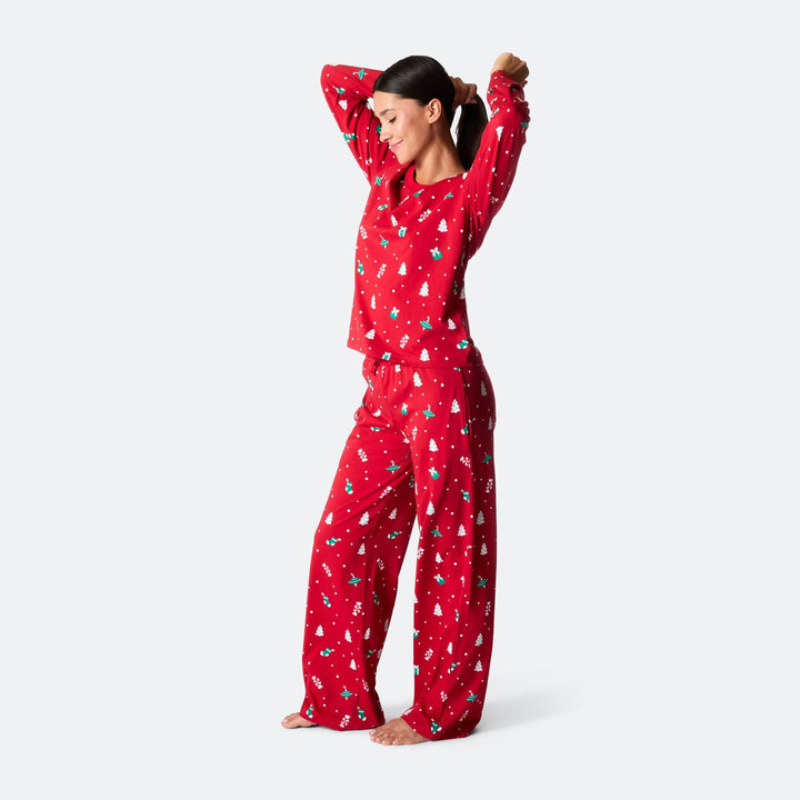 Roter Weihnachtsschmuck-Weihnachtspyjama Damen