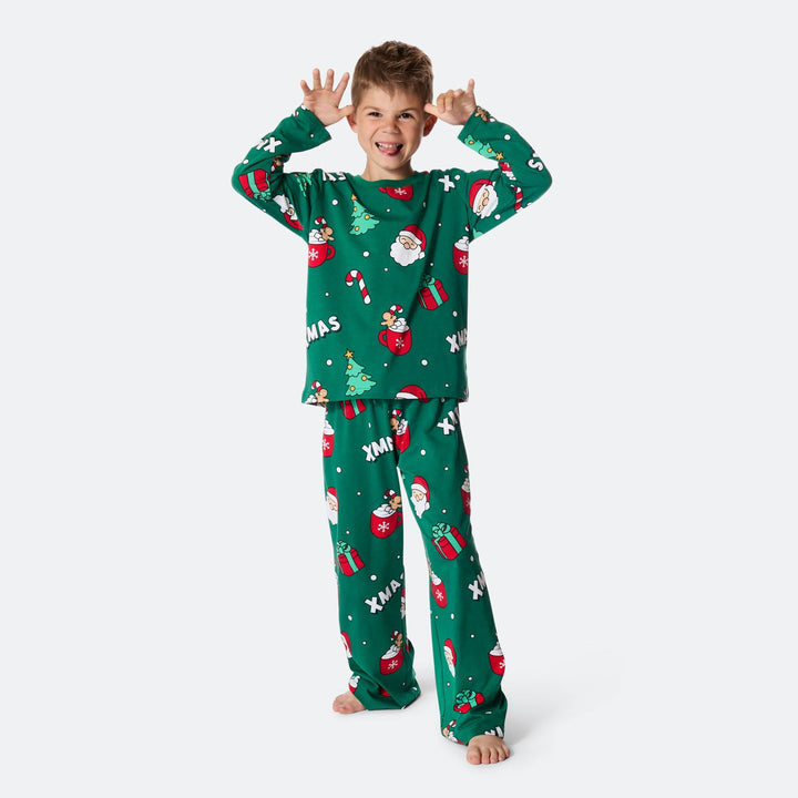 Grüner Xmas Weihnachtspyjama Kinder
