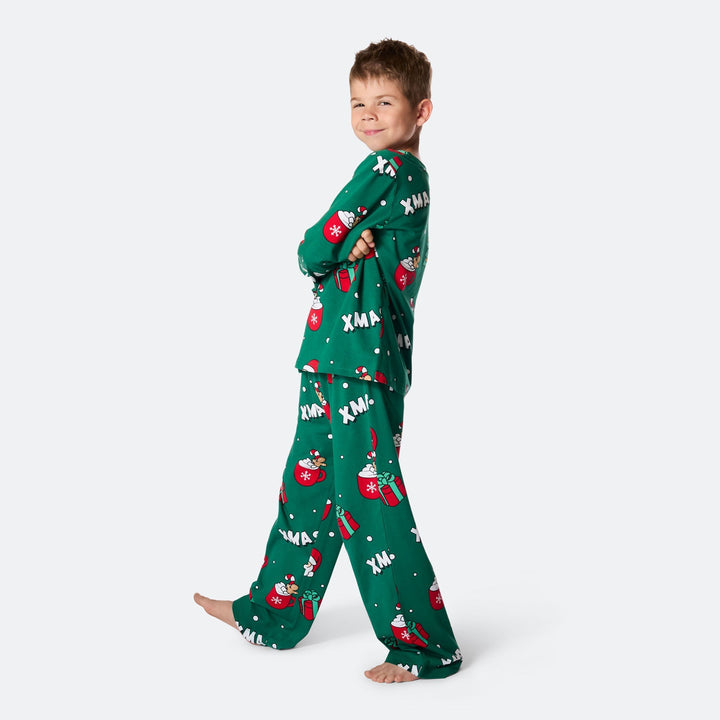 Grüner Xmas Weihnachtspyjama Kinder