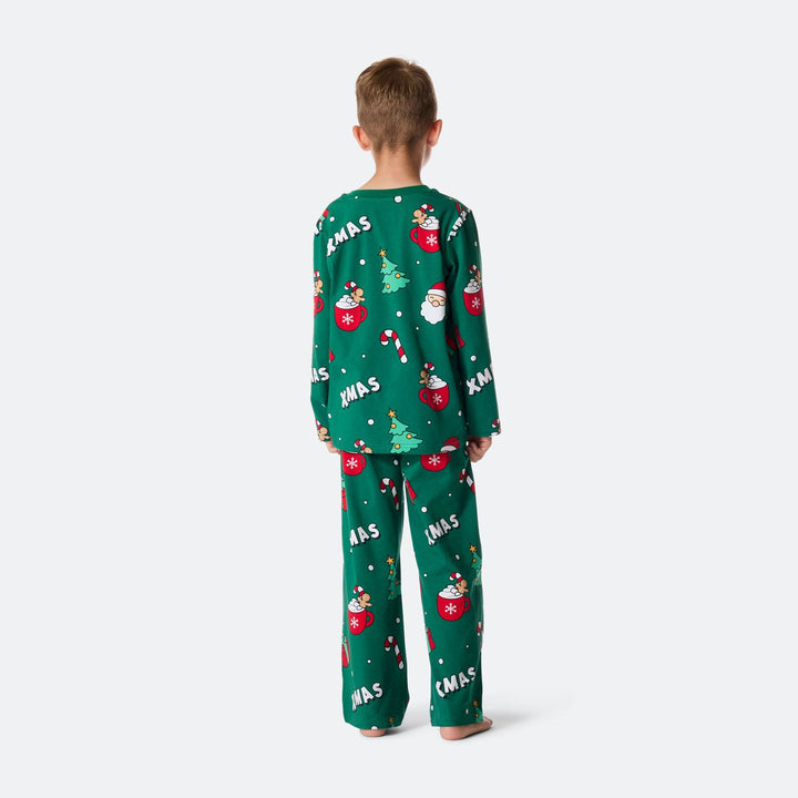 Grüner Xmas Weihnachtspyjama Kinder