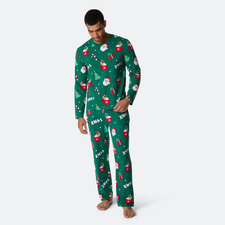 Grüner Xmas Weihnachtspyjama Herren