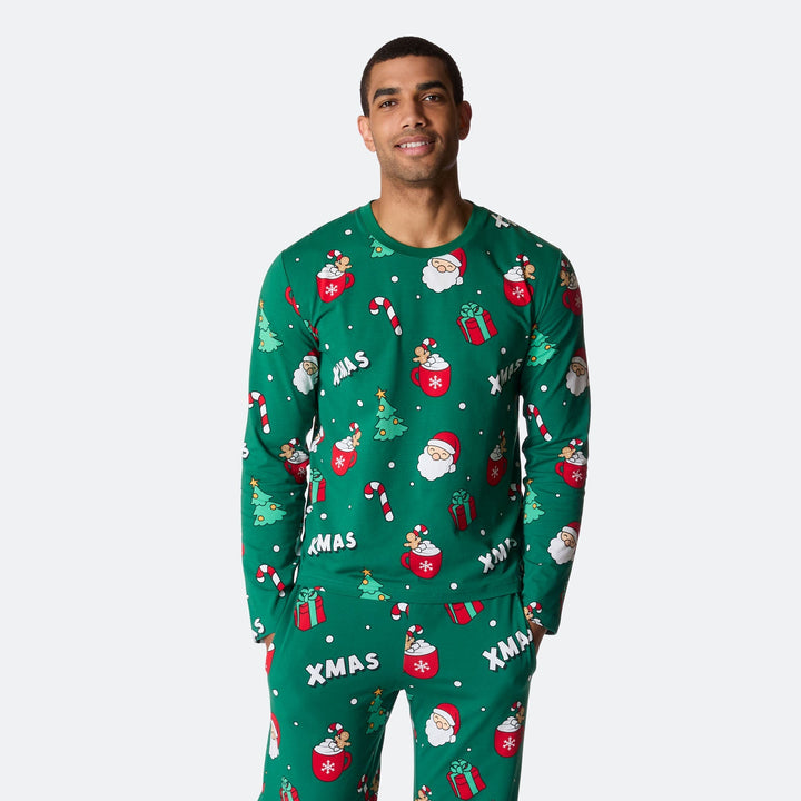 Grüner Xmas Weihnachtspyjama Herren