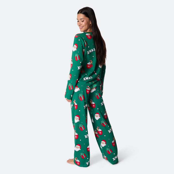 Grüner Xmas Weihnachtspyjama Damen
