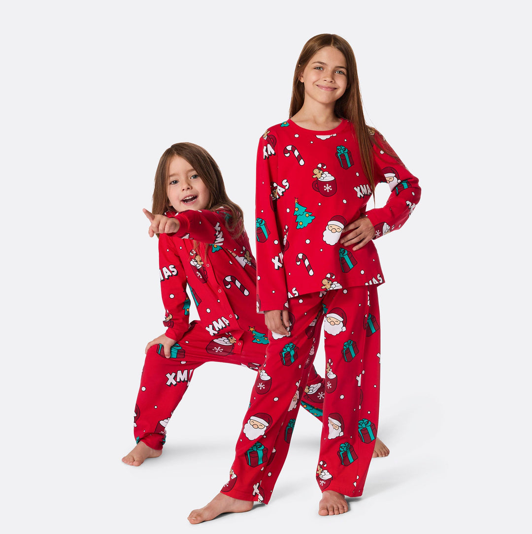 Roter Xmas Weihnachtspyjama Kinder