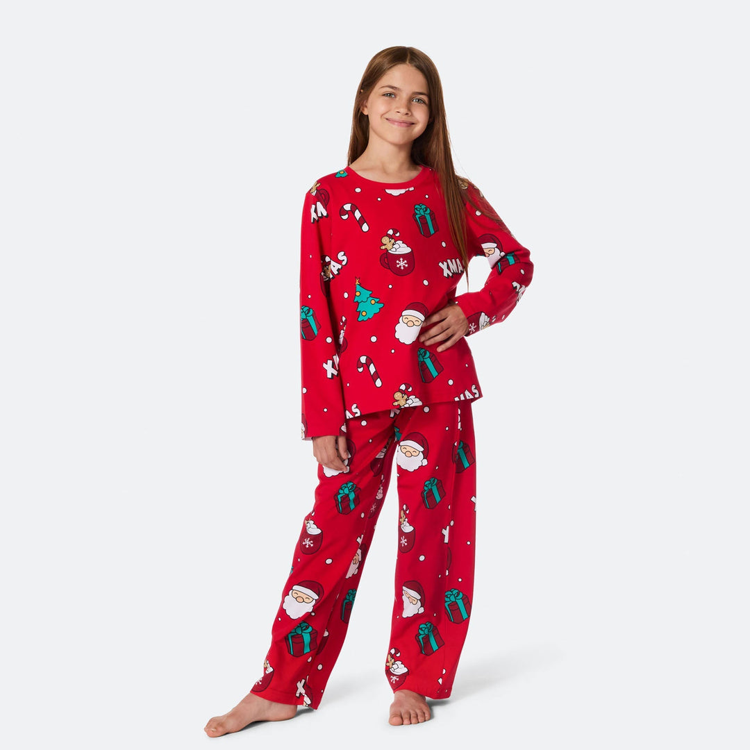 Roter Xmas Weihnachtspyjama Kinder
