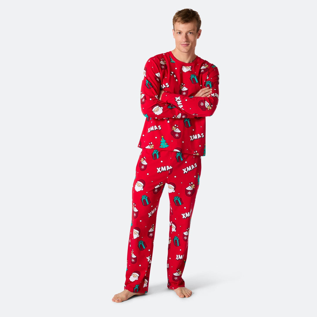 Roter Xmas Weihnachtspyjama Herren