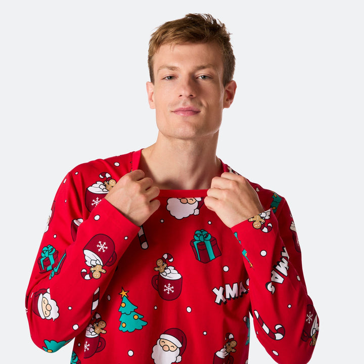 Roter Xmas Weihnachtspyjama Herren