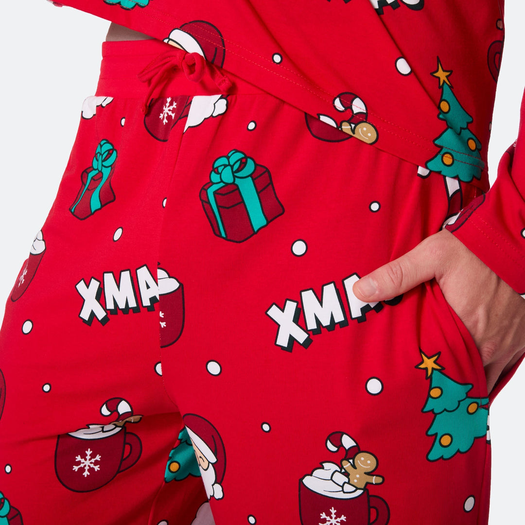 Roter Xmas Weihnachtspyjama Herren