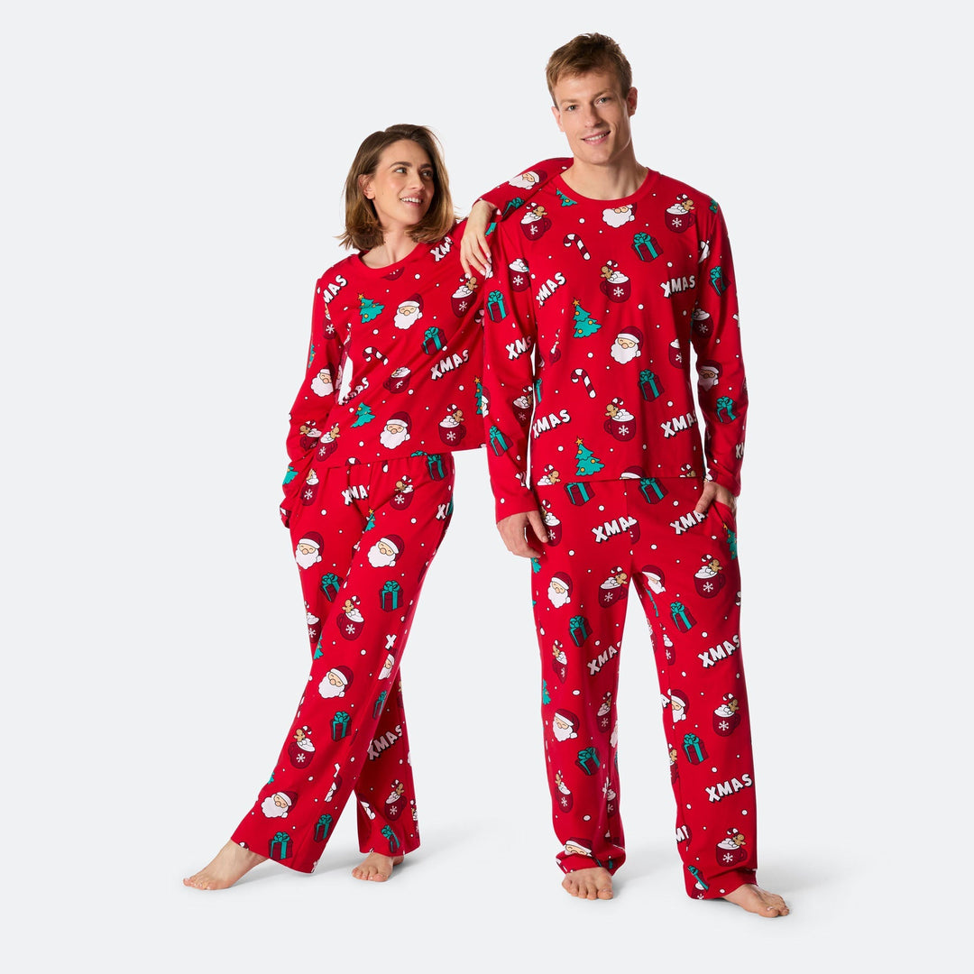 Roter Xmas Weihnachtspyjama Damen