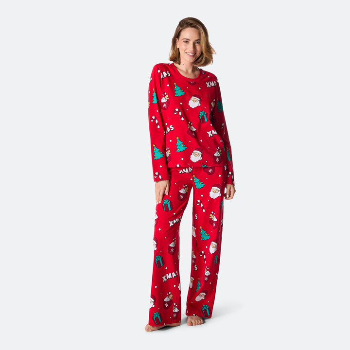 Roter Xmas Weihnachtspyjama Damen